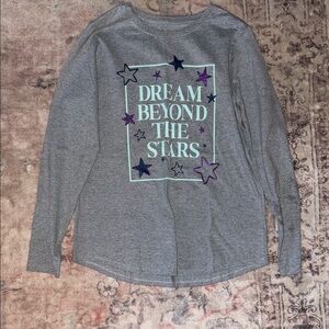 Gray Long Sleeve Kids Tee with Star Design